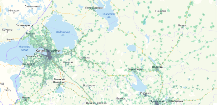 Зона покрытия МТС на карте Балашиха 